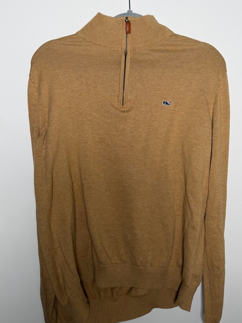 Vineyard Vines Men's Half-Zip Sweater in Camel Brown